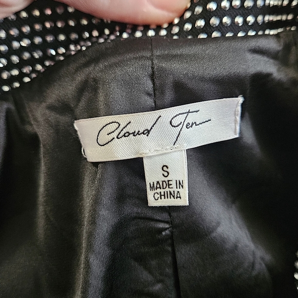 CLOUD TEN Jones Studded Cropped Blazer. Black Silver Studded. Size Small - Picture 2 of 15